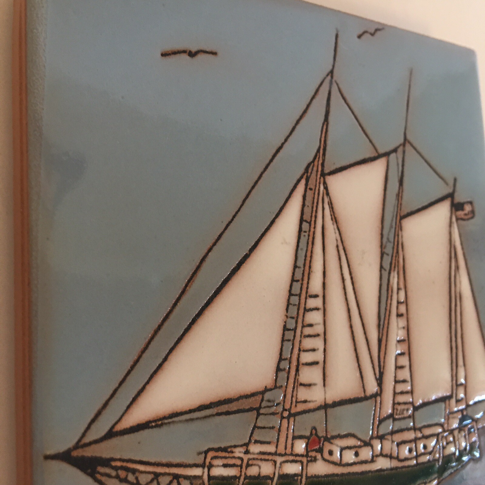 Maanum Custom Art Tile Sayner Wisconsin Sailboat Coaster Beach House Coastal