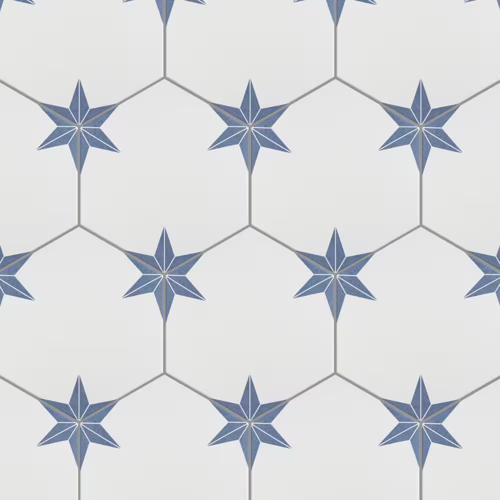 Stella Hex Azul 8-5/8 In. X 9-7/8 In. Porcelain Floor and Wall Tile (11.5 Sq. Ft