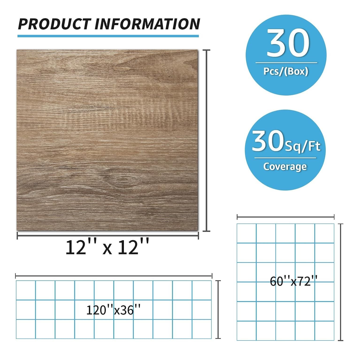 30 Sq. Ft Peel and Stick Vinyl Floor Tiles – Light Brown Ash