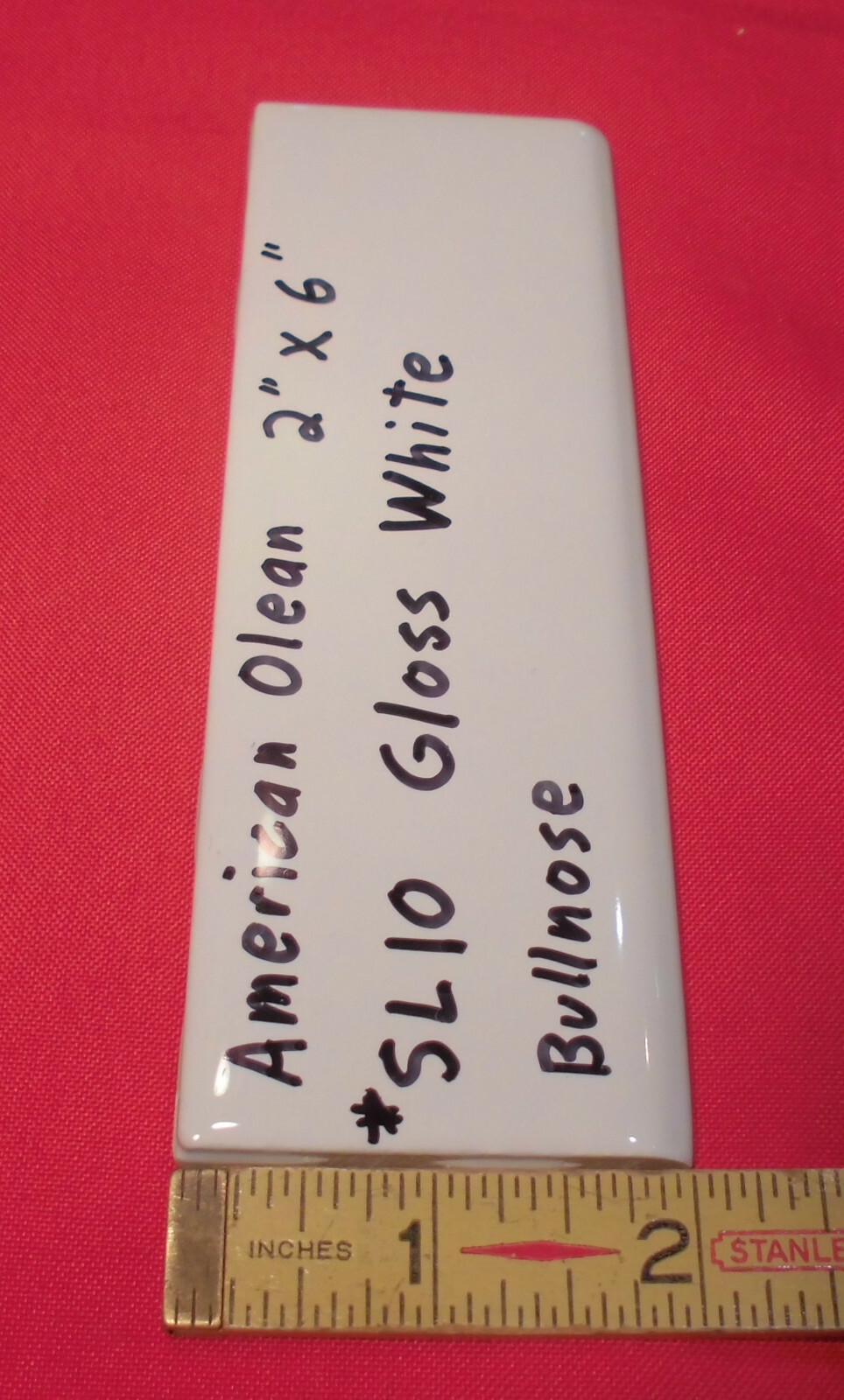 1 pc. Starting Line by American Olean: #SL10 Gloss White Bullnose Ceramic Tile