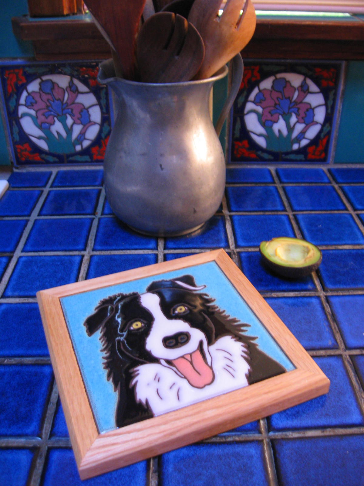 Ceramic Tile Cavalier King Charles Dog hand painted hot plate mural installation