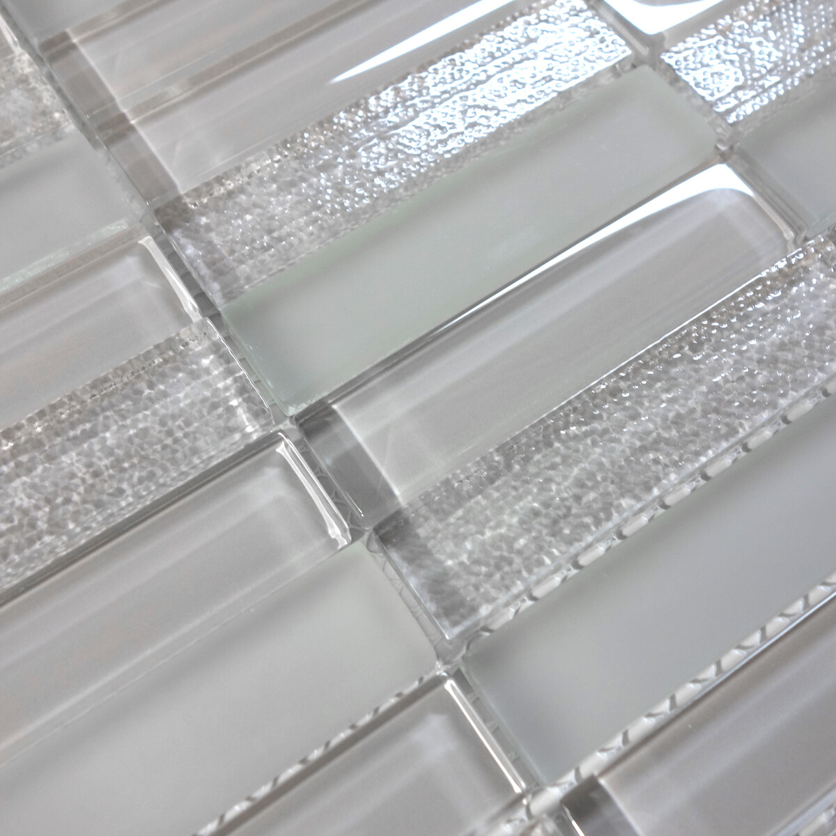 Modern Gray Crystal Glass Blend Texture Matted Glass Mosaic Tile Wall Backsplash