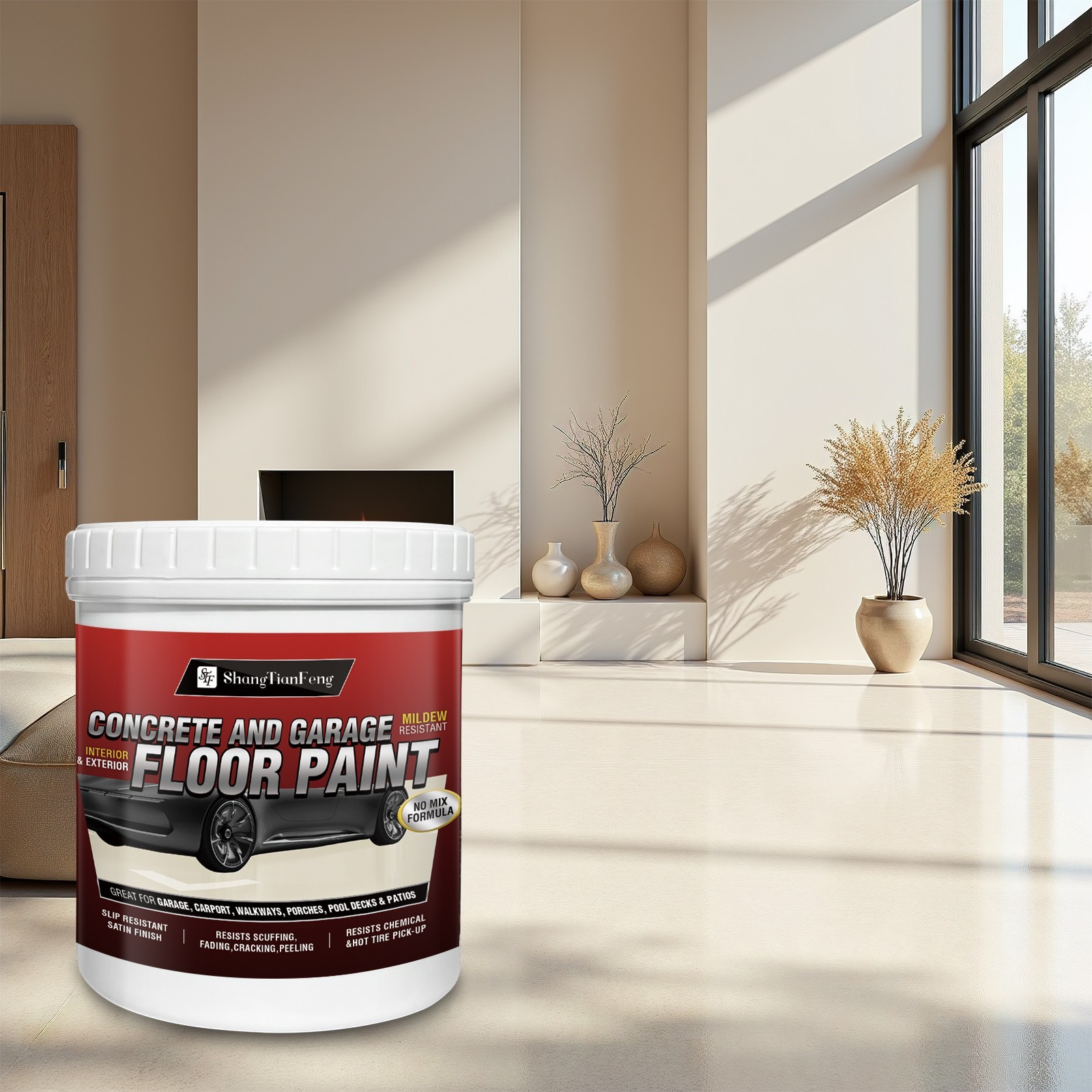 Epoxy Floor Paint Kit – Acrylic Concrete Coating for Garage Living Room 1 Gallon
