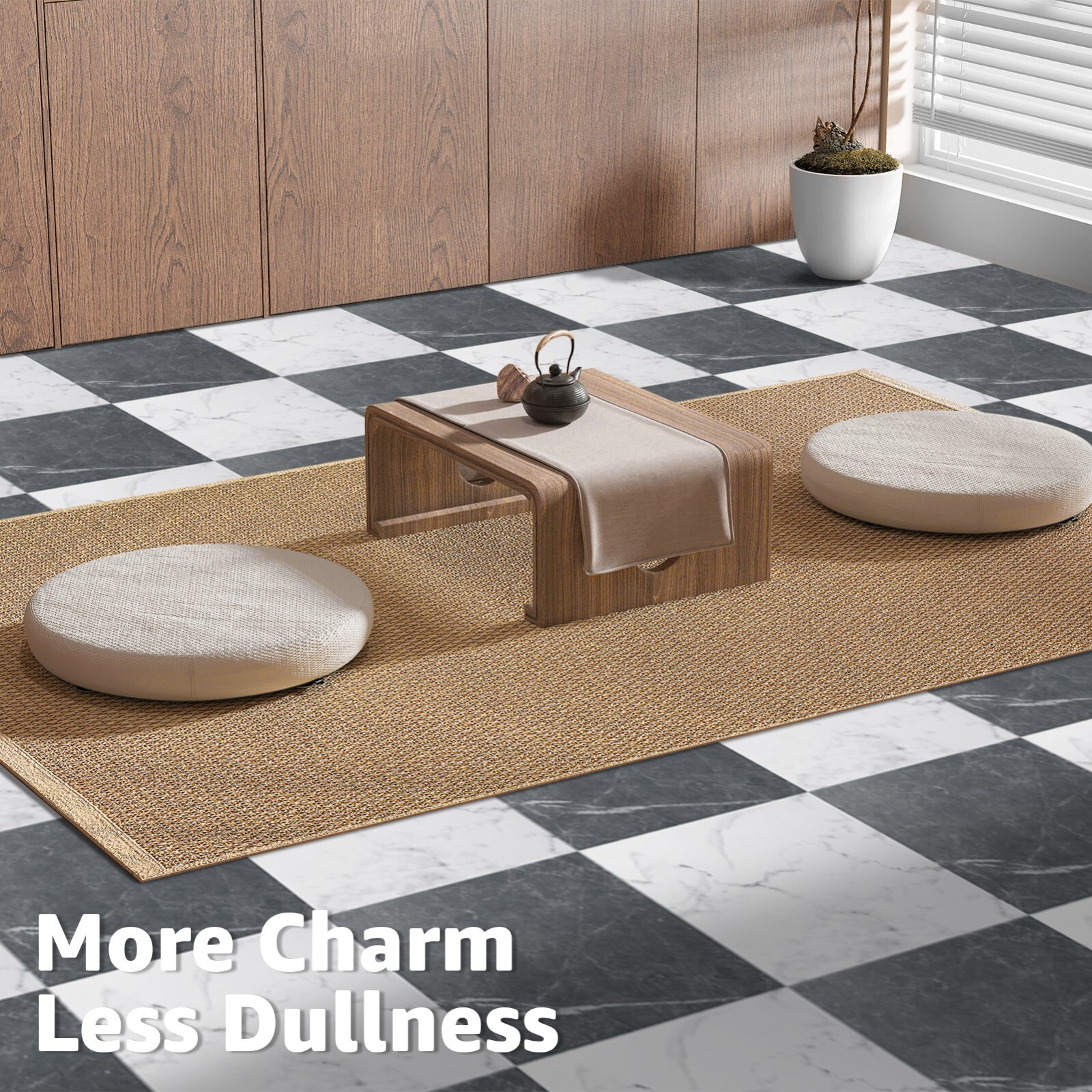 Art3d 12 x 12in 30-Pack Peel & Stick Vinyl Floor Tiles,Black & White Marble