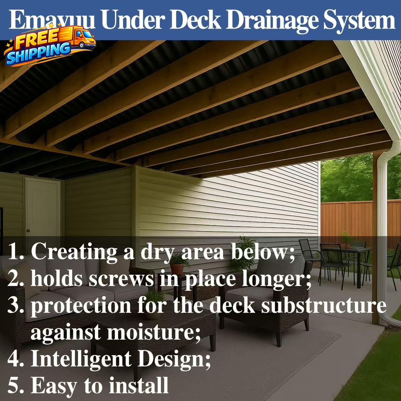 1PCS 50FT Black Waterproofing Membrane Black for under Deck Drainage System