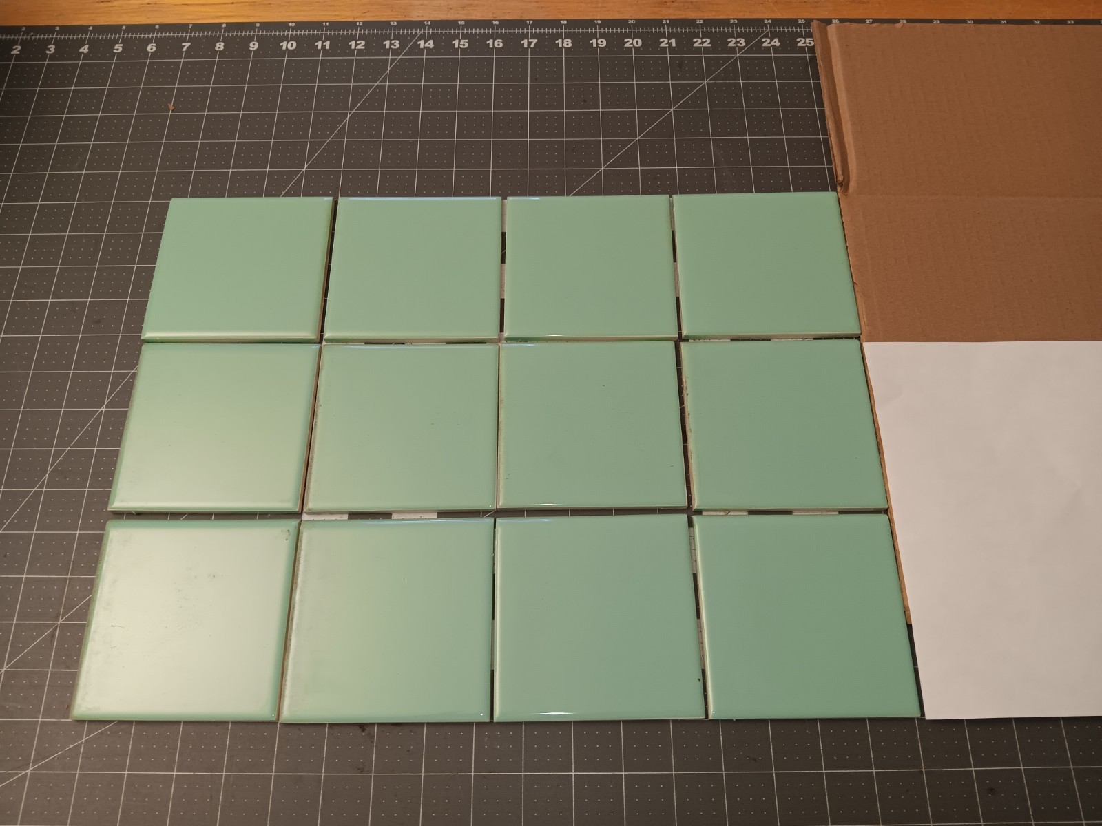 AQUAMARINE 12 pieces DK Vintage Tile Japan New Old Stock 4.25 square BULLNOSE