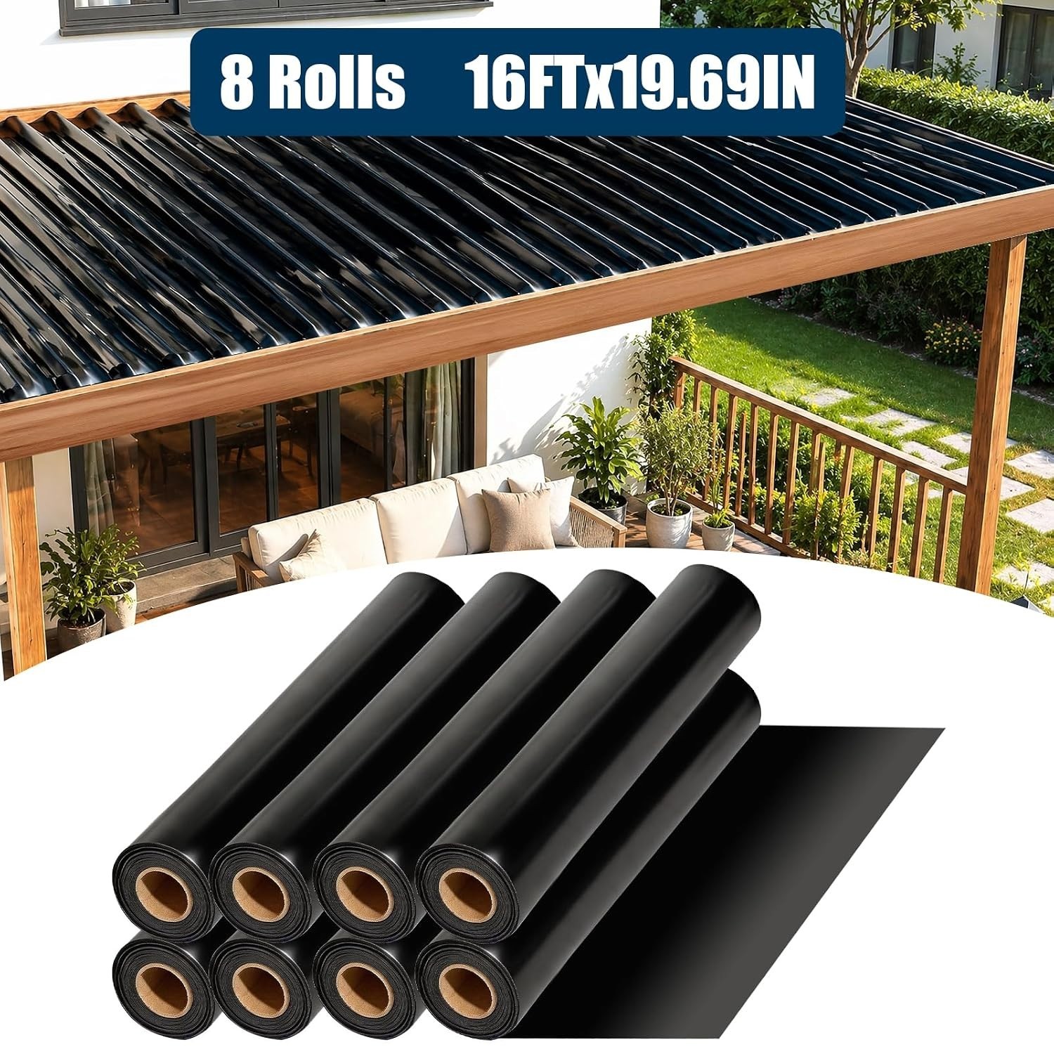 8PCS 16FT Black Under Deck Drainage System HDPE Waterproof Deck Trough Roll USA.