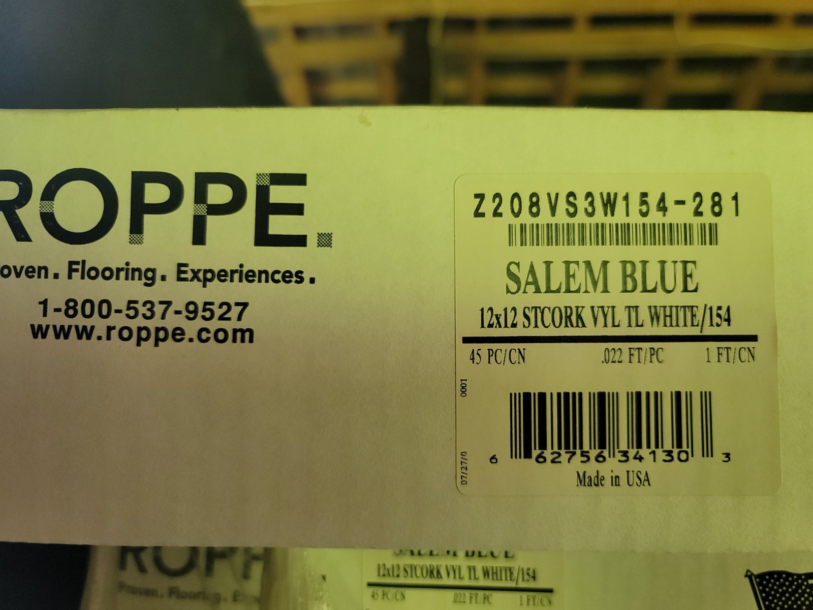 Roppe commercial Vynle Tile SafeTCork 12″x12″ box of (45) Vynle Tile Flooring