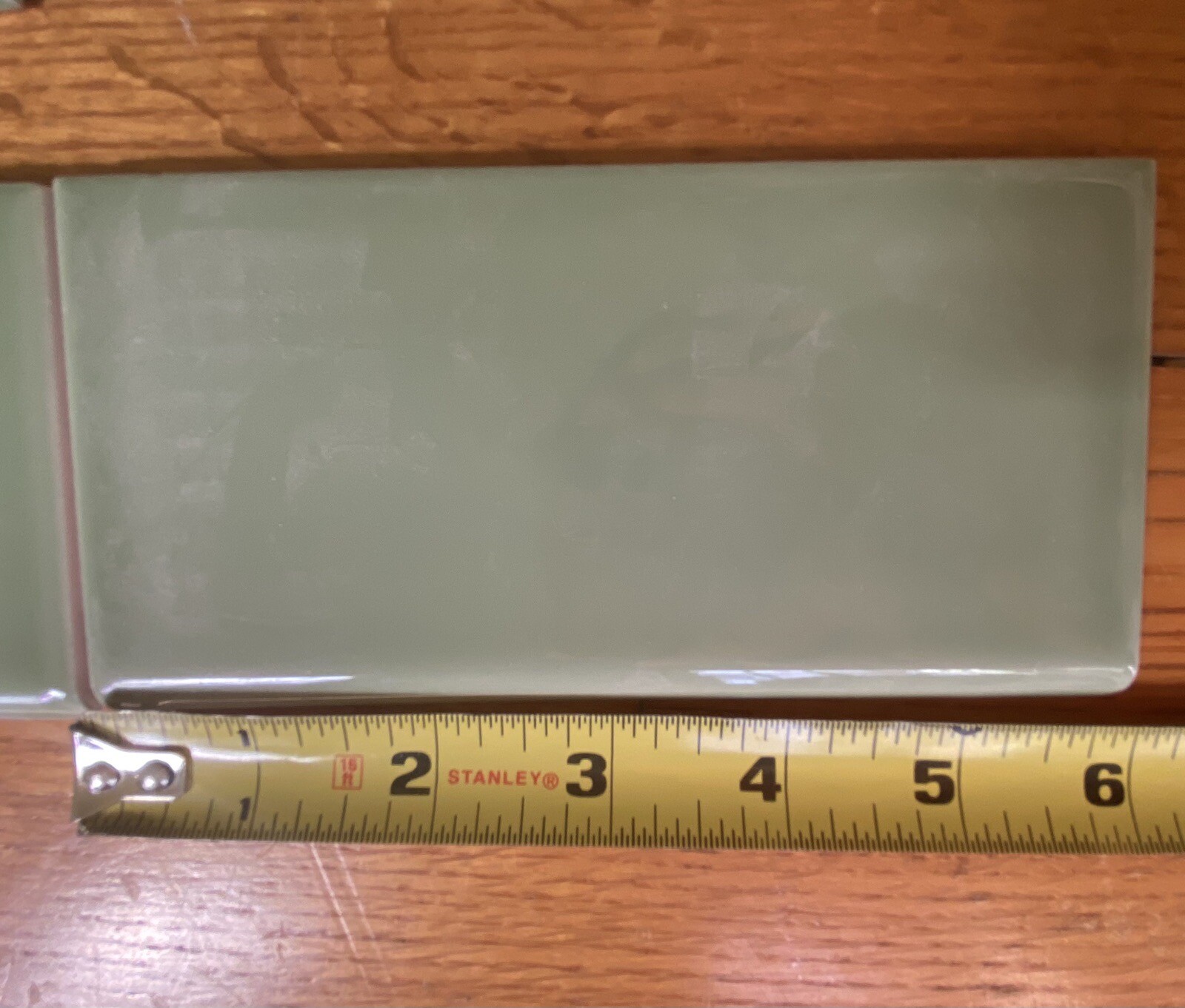 Sage Green Subway Tile Bullnose 12 pieces 6 Linear Feet 6″ by 3″ Fired Earth