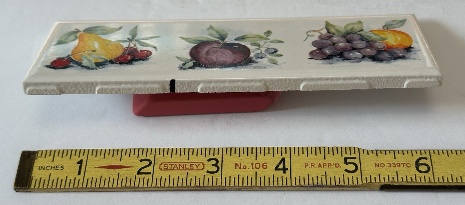 10 pieces: 2″ X 6″ Decorative Ceramic Listello Tile, Country Fruit, made USA