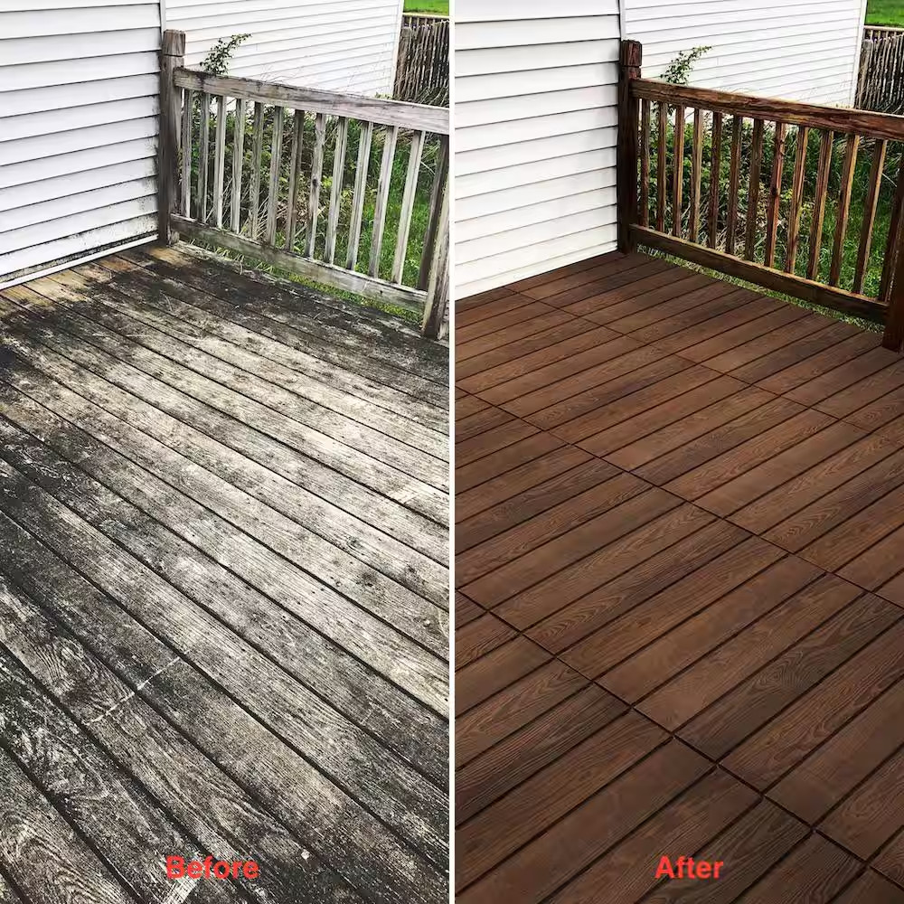 Roll Deck 4 Ft. X 32 In. Non-Slip Thermo-Treated Wood Deck Tile in Brown (1-Piec