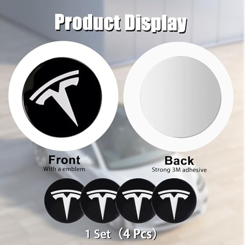 4 PCS Wheel Center Hub Cap Sticker for Model 3 / Model Y, Wheel Black & White