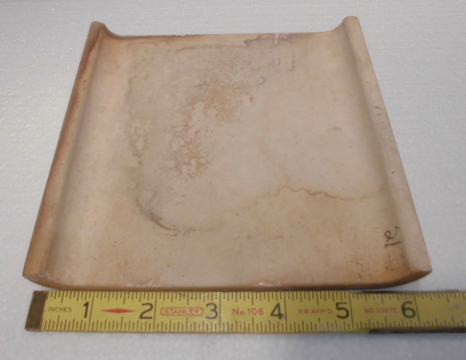 1 pc. Pink Mist 6″ x 6″ Double Radius Bullnose Glossy Ceramic Tile: Mudd Caps