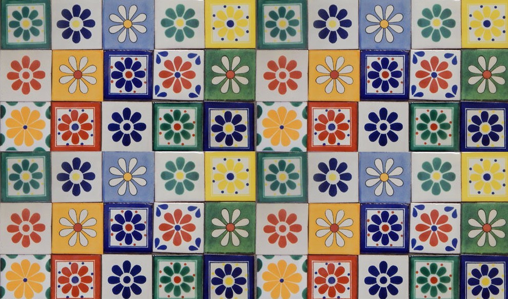 50 Mexican Talavera Ceramic Tiles 4″ FLOWER DESIGNS