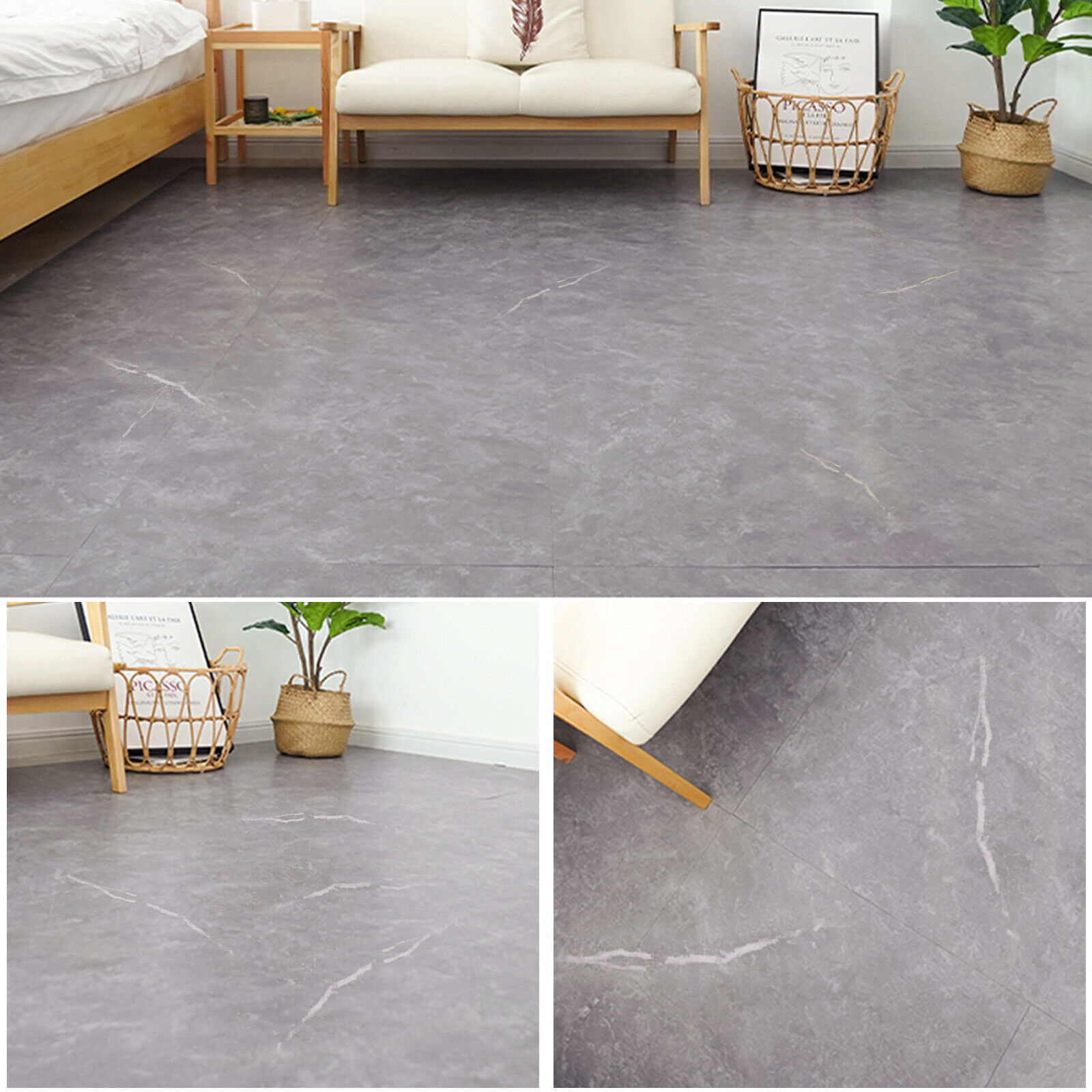 36Pcs Self-Adhesive PVC Vinyl Floor Planks Wood Tiles Peel Stick 54 Square Feet