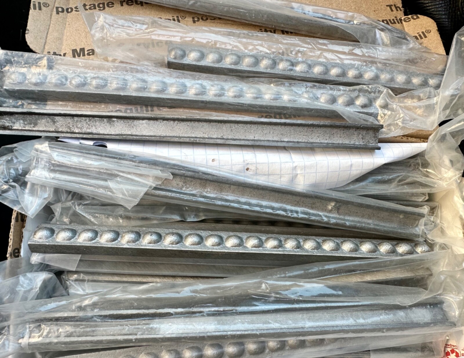 8″ x 1/2″ SILVER tone, metal (+ resin?,) 25x BORDER, long, thin TILES-ACCENT