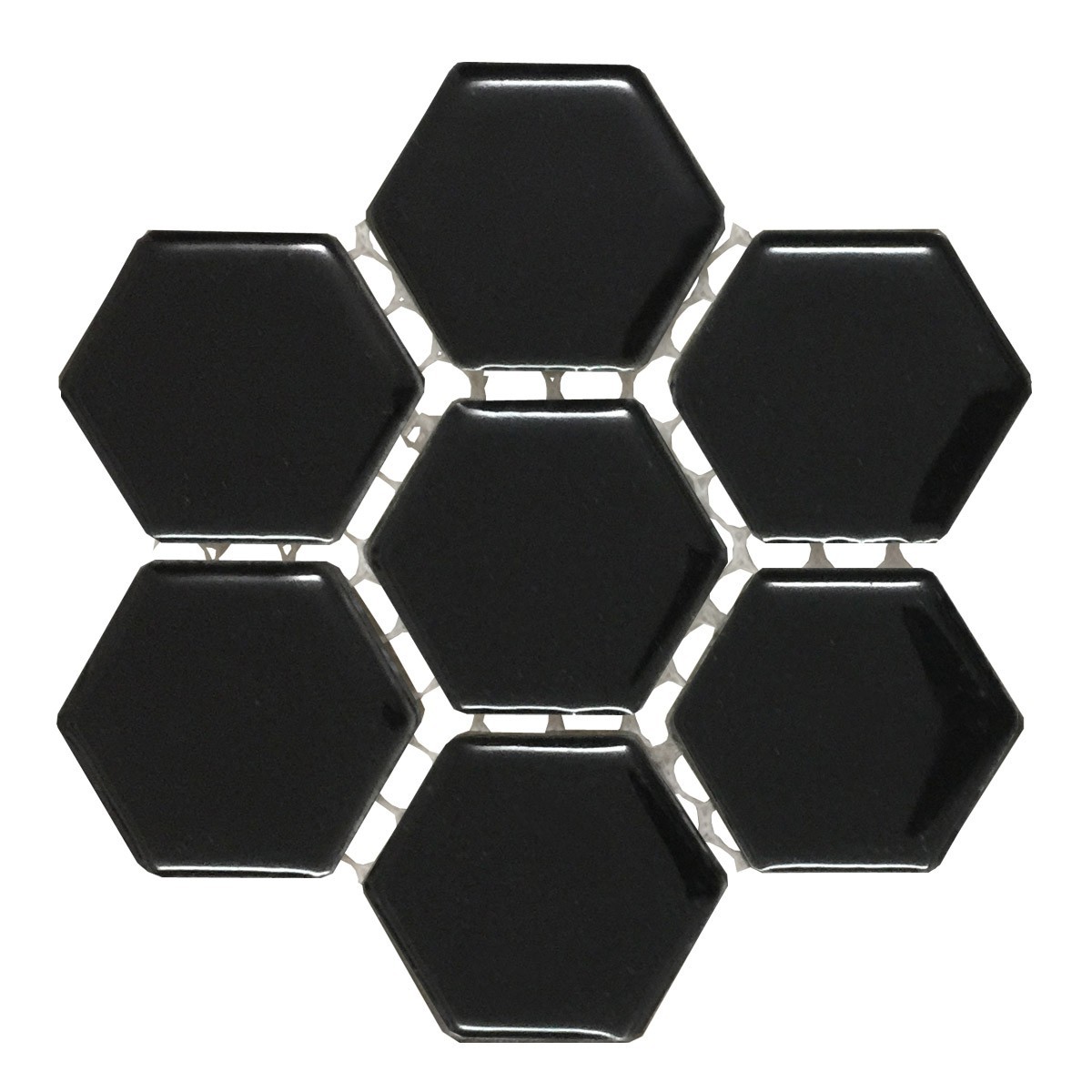 Porcelain Mosaic Hexagon Glossy Black Floor and Wall Tile 19.3 SQ FT