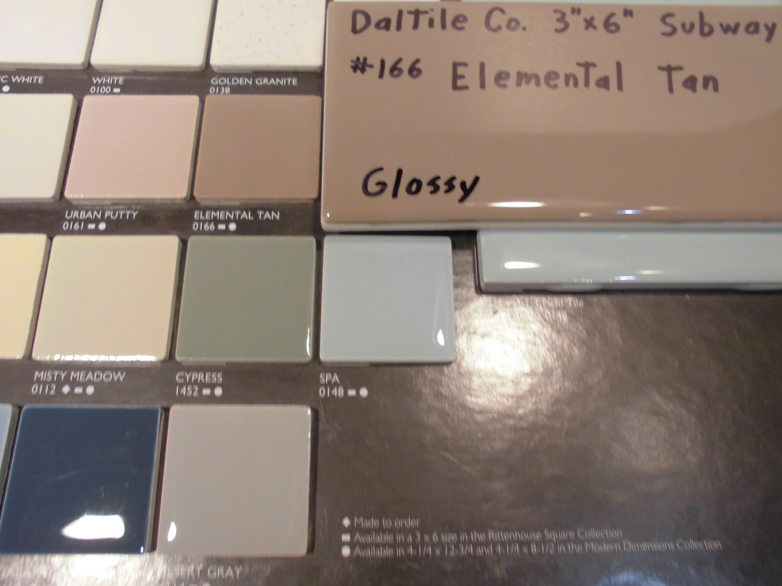 1 pc. Elemental Tan by Daltile #K166; 3″ X 6″ Glossy Ceramic Tile; Light Brown