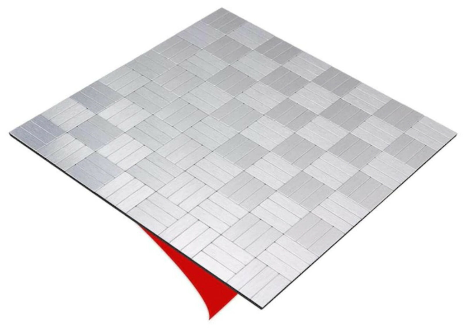 LOT 6 NEW Peel & Stick Modern Stainless Lines 12-in x 12-in Metallic Metal Tiles