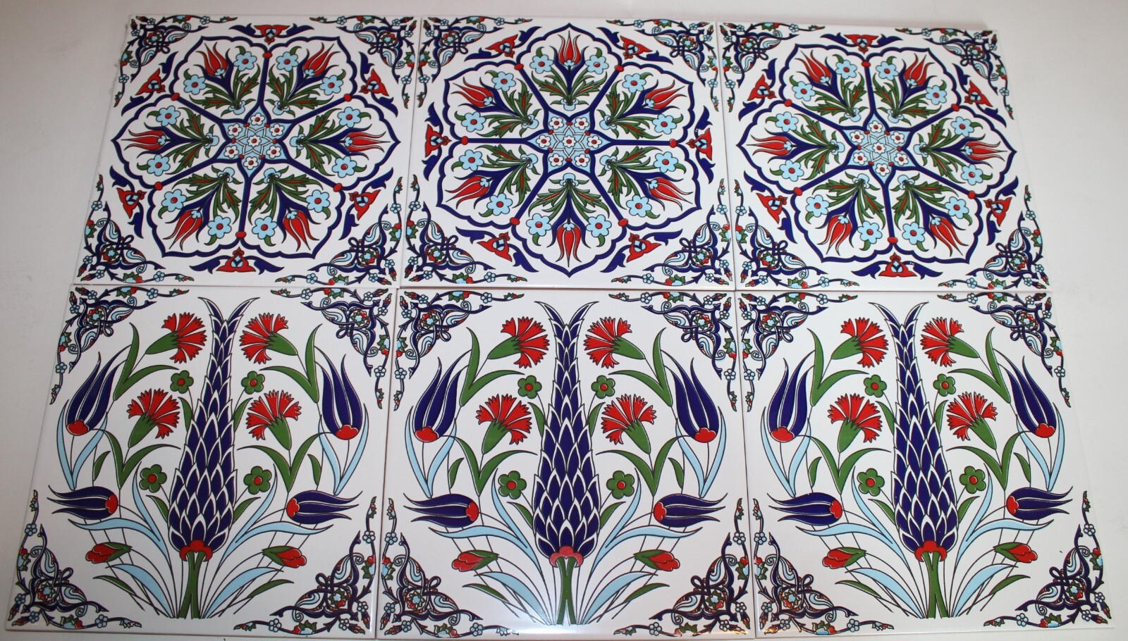 Iznik Floral 8″x8″ Square Ceramic Tile Trivet Hot Plate Set of 6