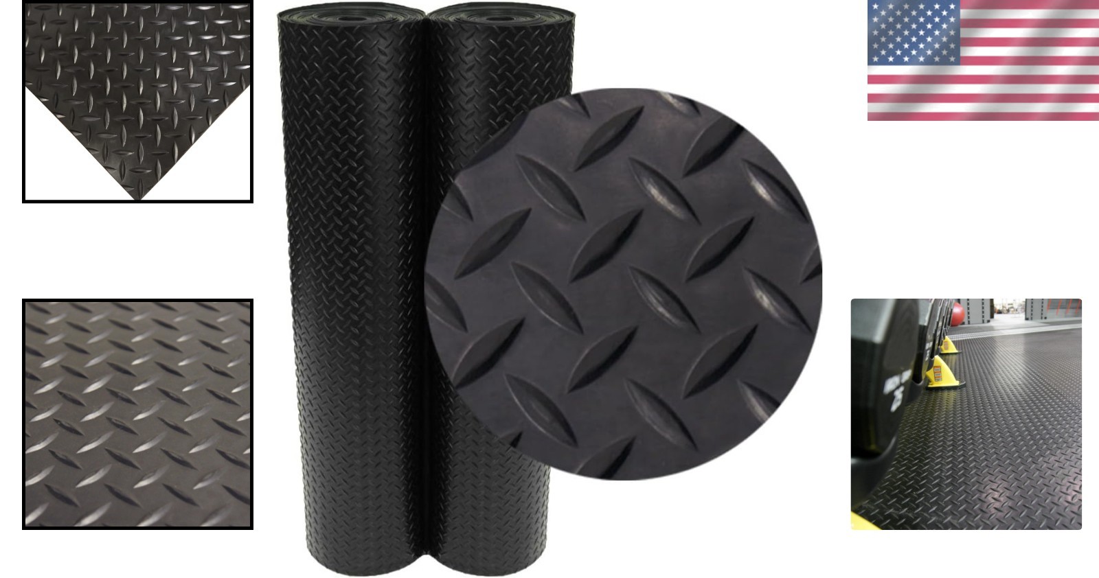Durable Diamond-Plate Rubber Flooring Roll – 4ft x 1ft – Slip-Resistant Design