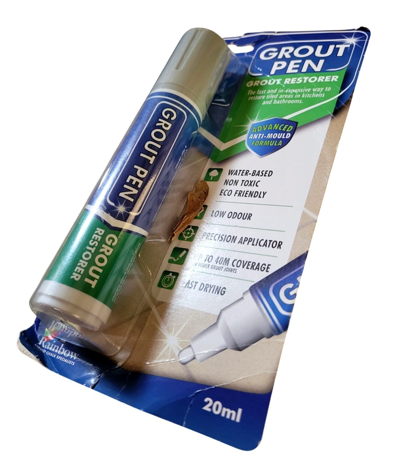*NEW* Grout Pen Light Grey Tile Paint Marker Light Grey, Wide 15mm Tip (20mL)
