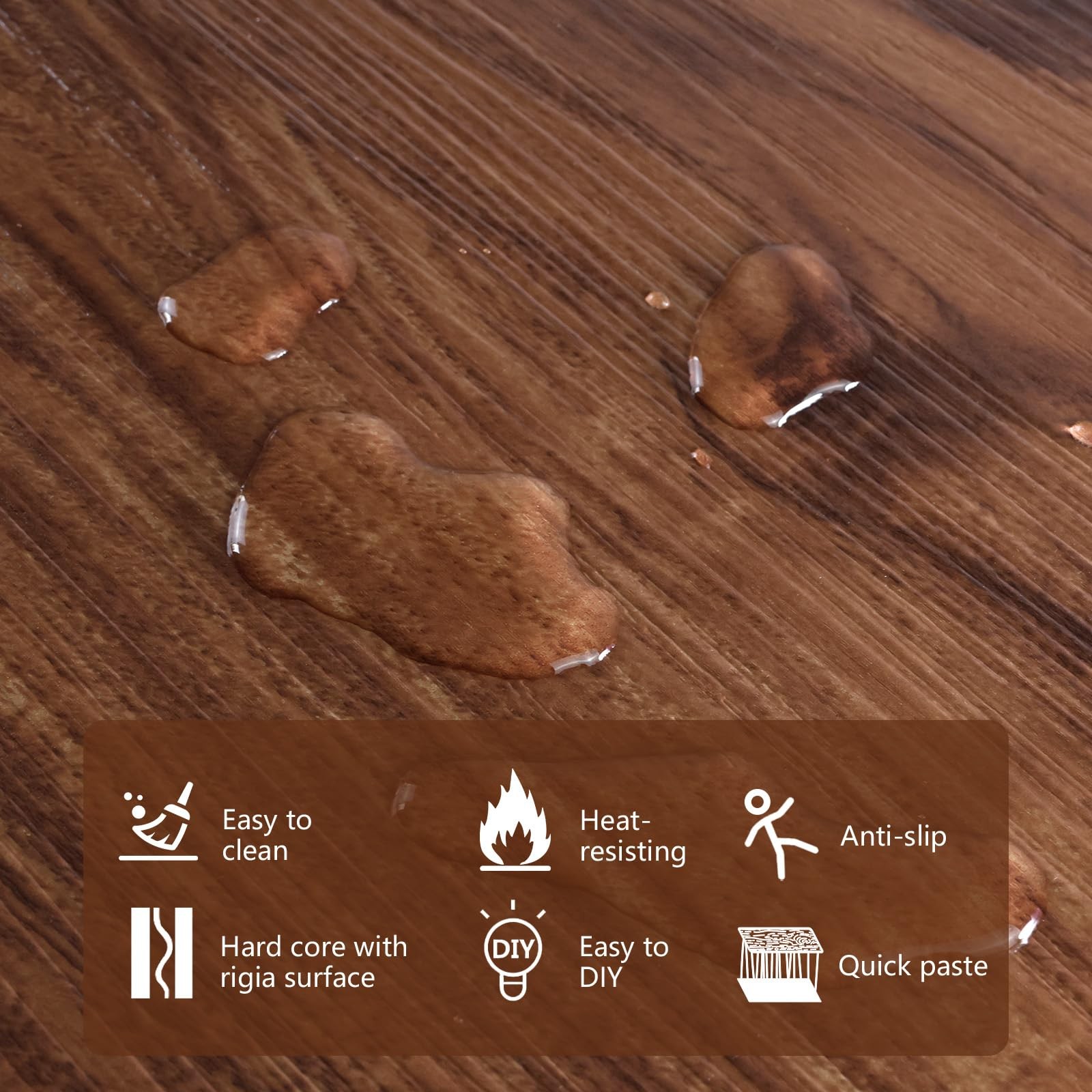 Brown Peel and Stick Floor Tile Vinyl Plank Flooring Wood Grain Look 36-Pack …