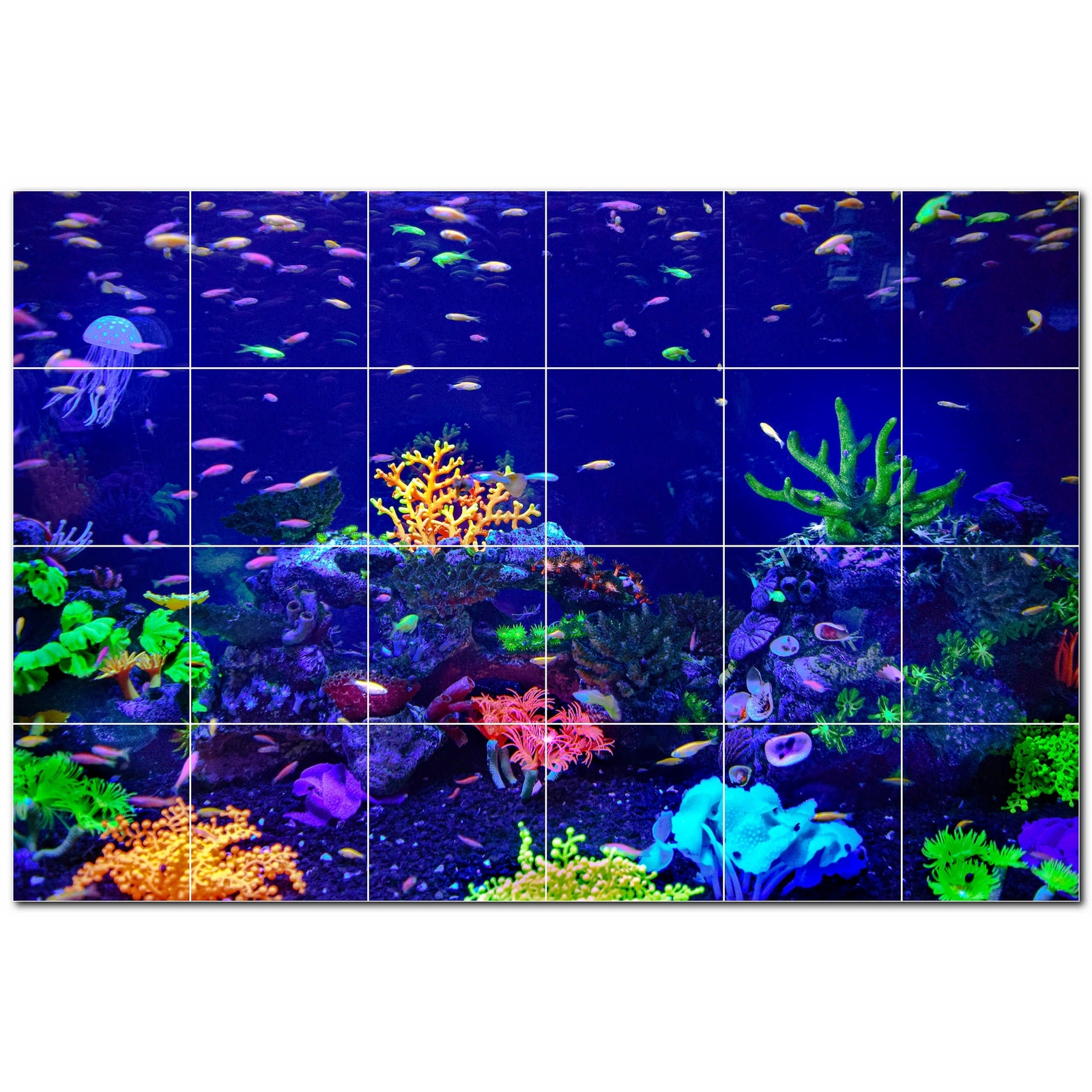 Coral Ceramic Tile Wall Mural PT500398. 25.5″ W x 17″ H (24) 4.25 tiles