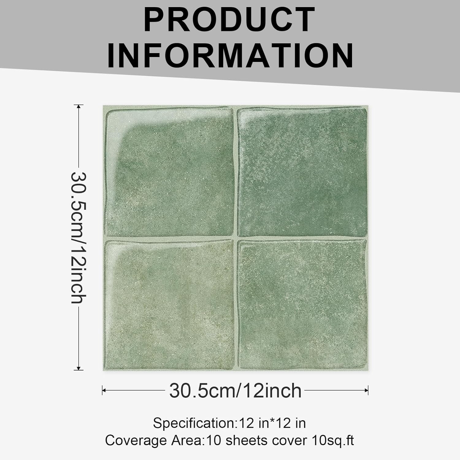 10 Sheets Thicker Design Peel and Stick Backsplash, 3D Self Adhesive Peel and St