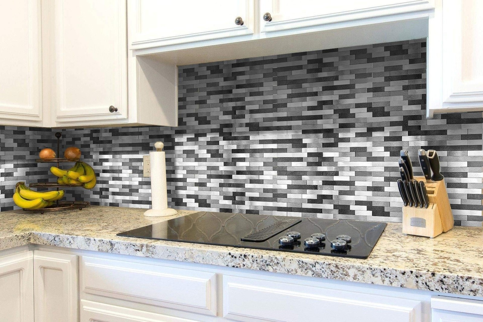 Metal Mosaic Tile Backsplash -LNG Oblong in Black/Gray/Silver 5pc/Pack – Rust…