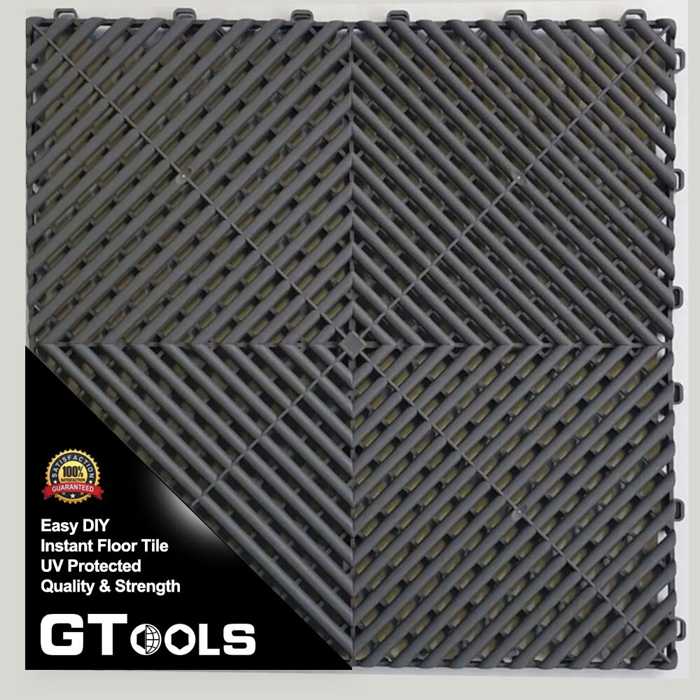 Two Car Garage Set of GTools 400 series Ribbed Floor Tiles Plus Front Edging