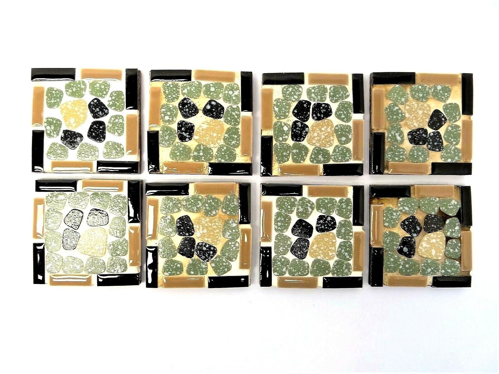 Small Modern Brown Black Green 2.75” x 2.75” Square Decorative Tiles