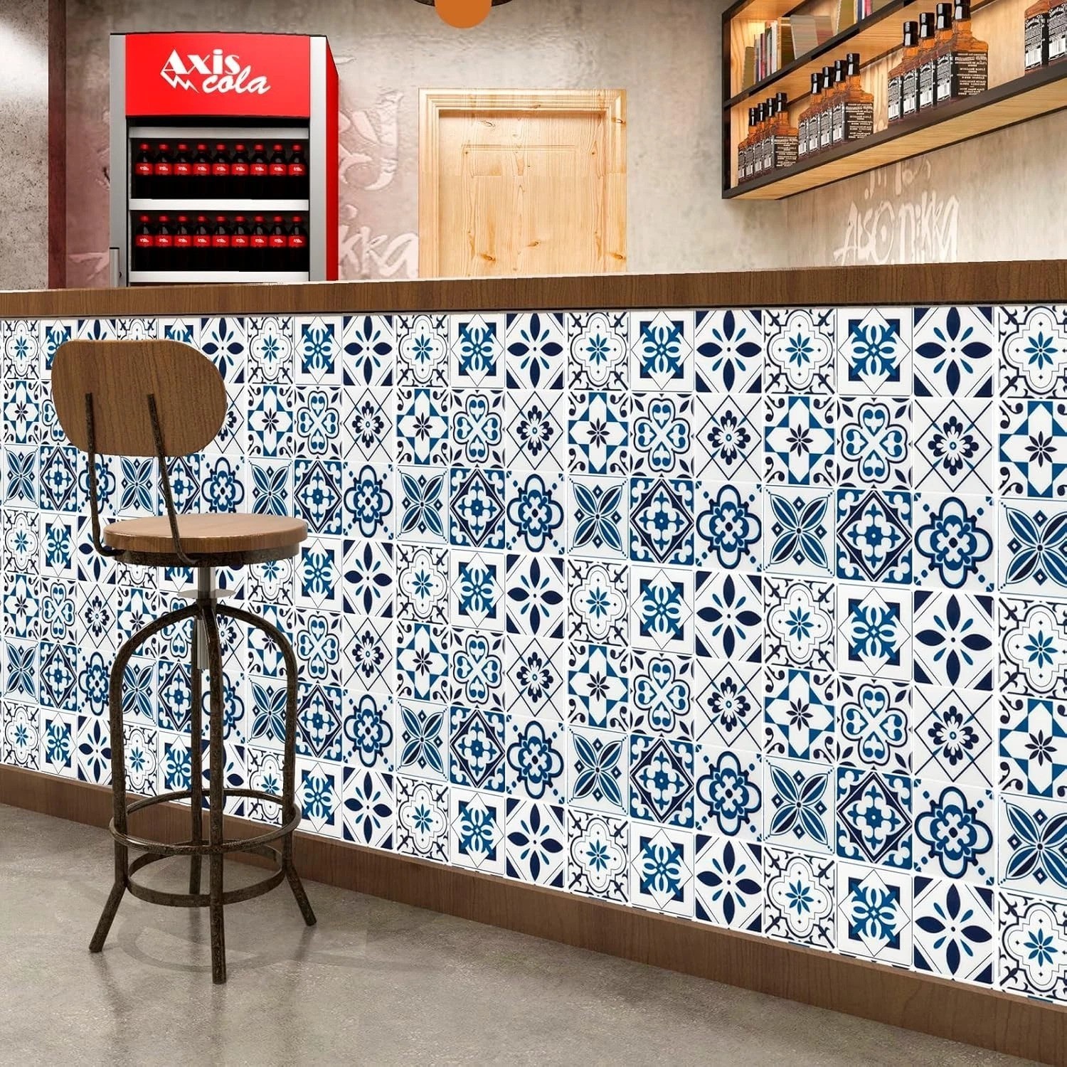 Admiral Blue Geometric Peel and Stick Backsplash Tiles – 10 Sheets for Kitchen