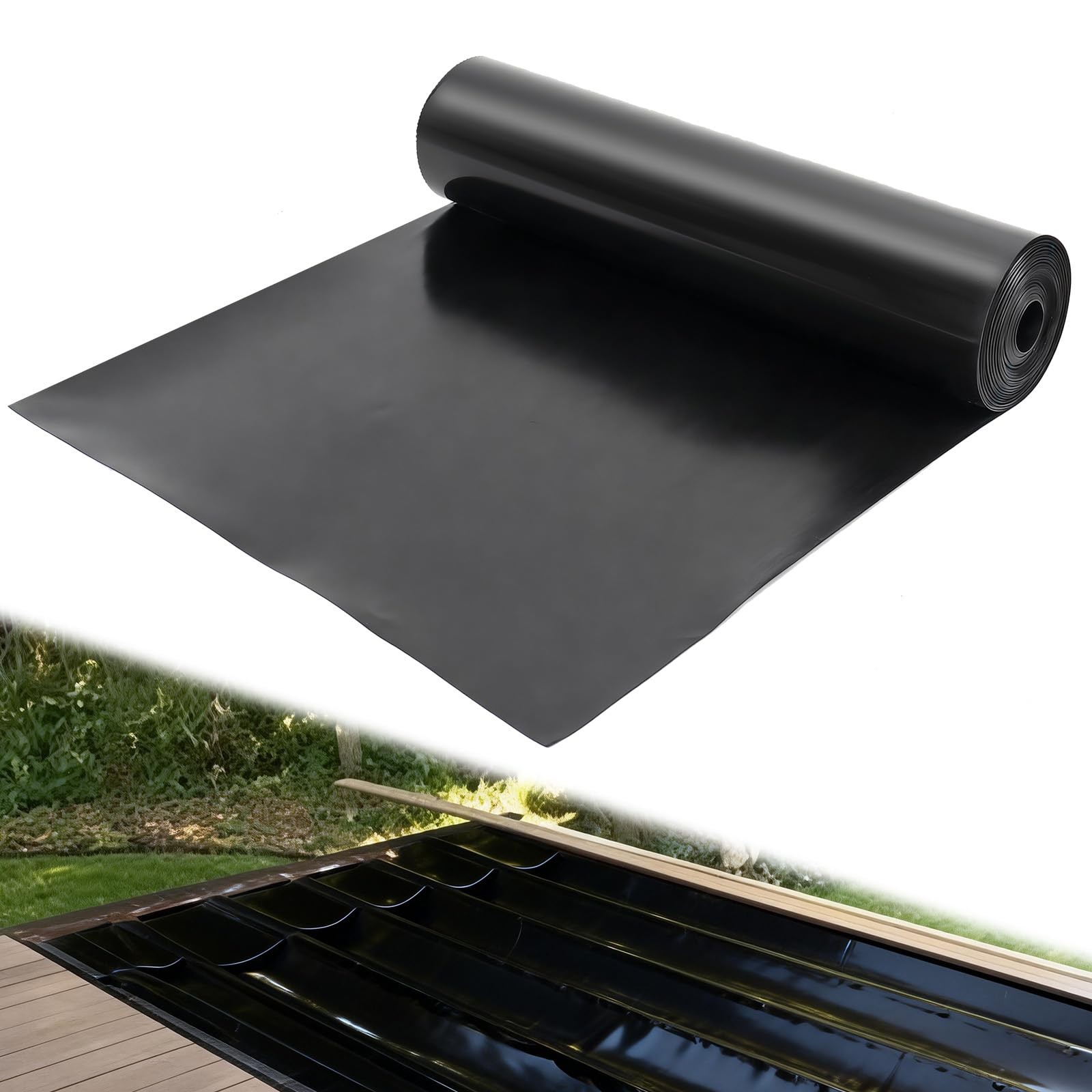 1PCS 50 ft x 20 inches Black Under Deck Drainage System Trough Deck, HDPE Wat…