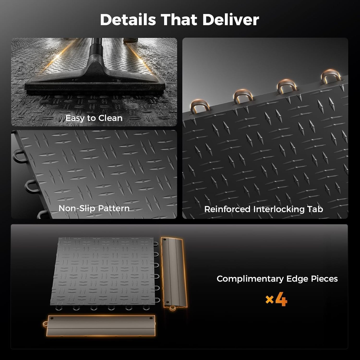 260225 Garage Floor Tiles Heavy-Duty Interlocking (50-Pack with 4 Edge Pieces)