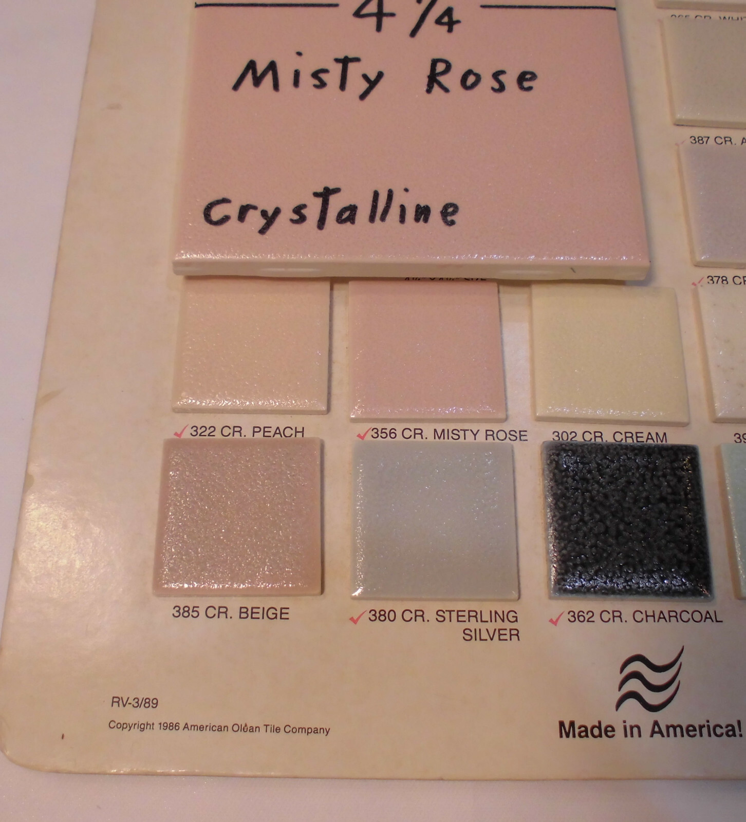 1 pc. *Misty Rose* Crystalline Ceramic Tile by American Olean 4-1/4″ Pinkest
