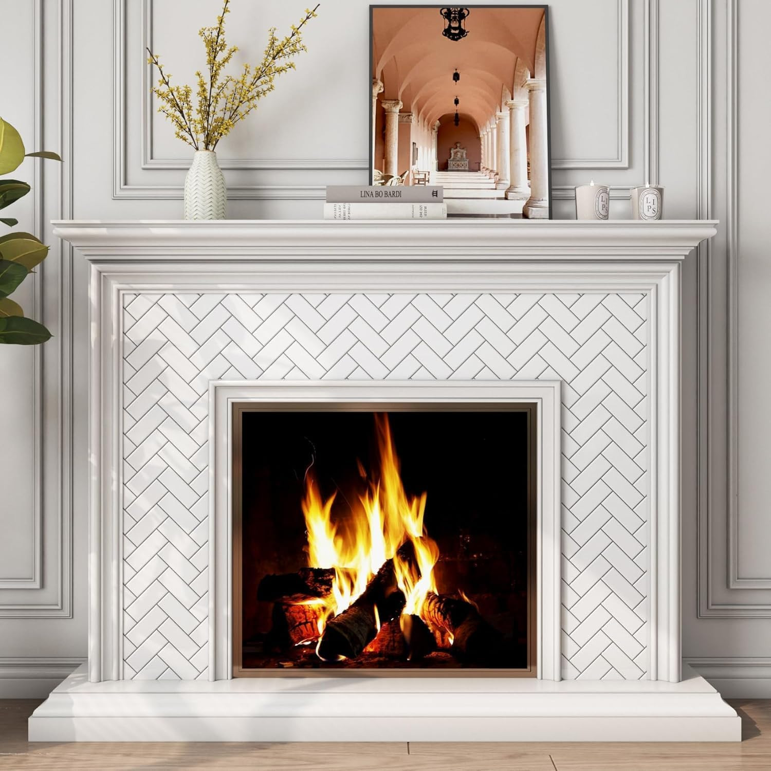 30 Pcs White Herringbone Peel and Stick Backsplash Tiles for Kitchen & Bath