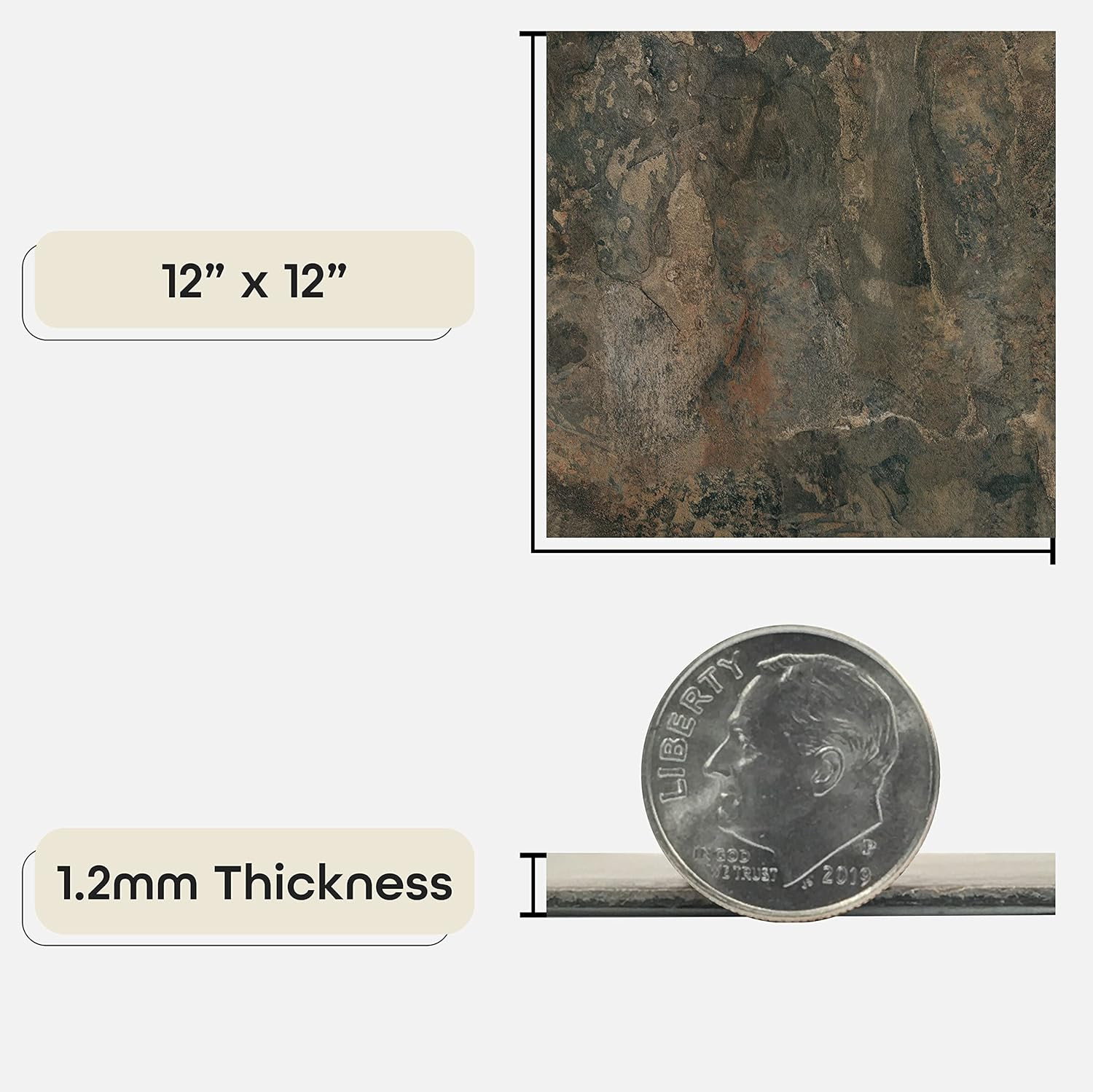 Nexus Self Adhesive 12-Inch Vinyl Floor Tiles, 20 Tiles – 12″ X 12″, Dark Slate