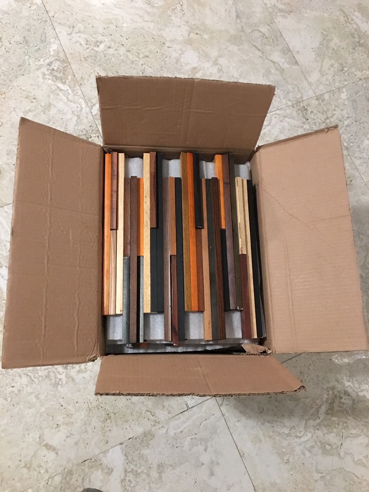 BOX of 12 Mosaics of Model Havana Wall Wood Mosaic Multicolor 3D Tile 11” x 12”