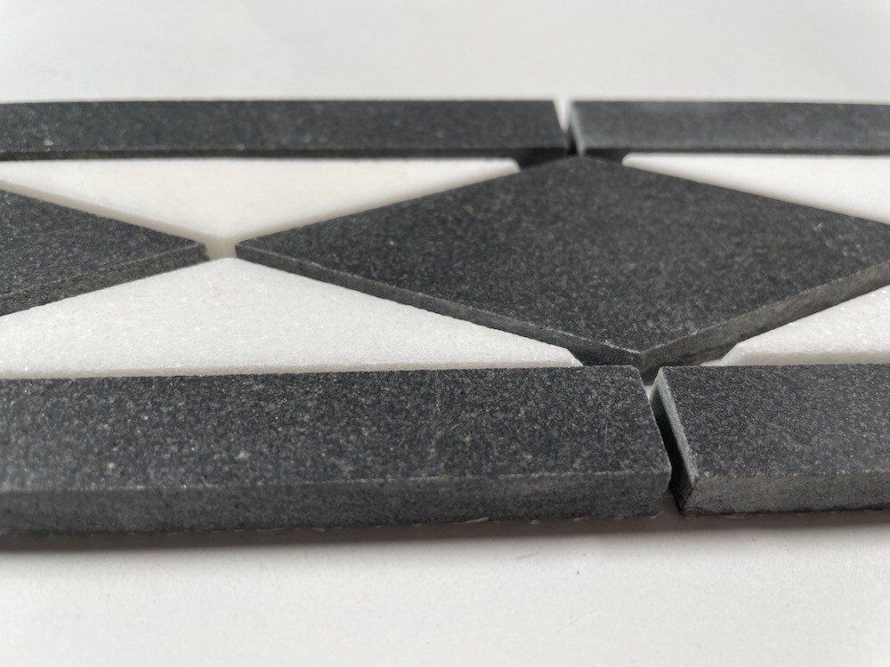 B0007P Marble Mosaic Border Listello Accent Tile Classic Nero 3×7.9 Polished