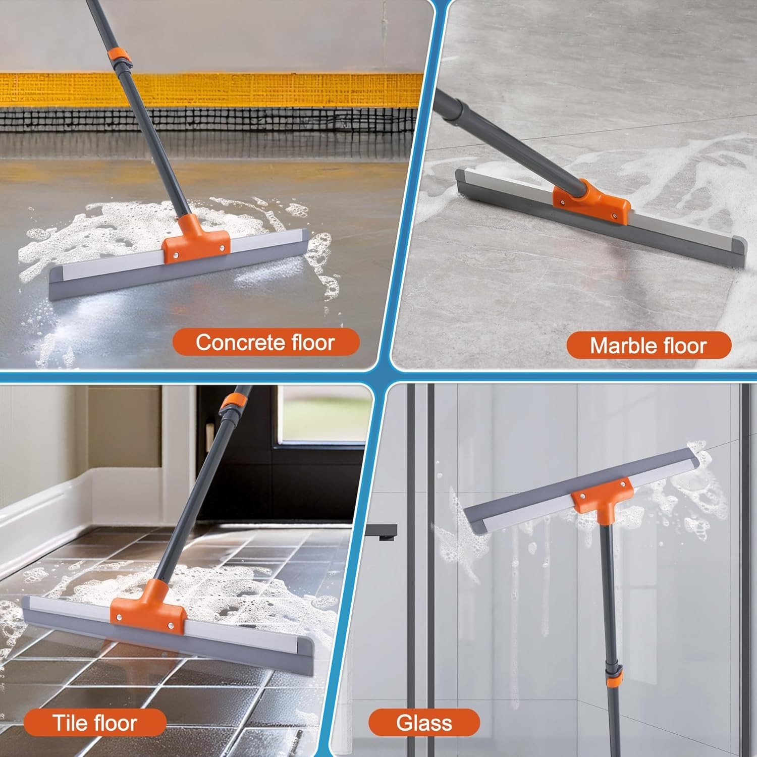 Rubber Floor Squeegee Concrete Tile Metal Aluminum Heavy Duty Garage Workshop…