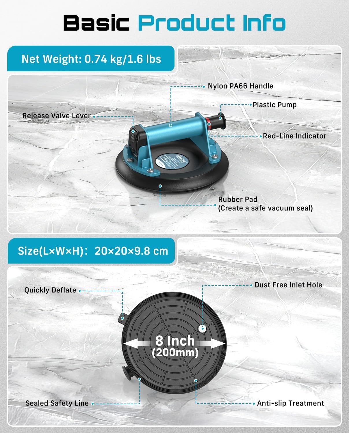 Strong Vacuum Suction Cup Lifter for Large Tiles