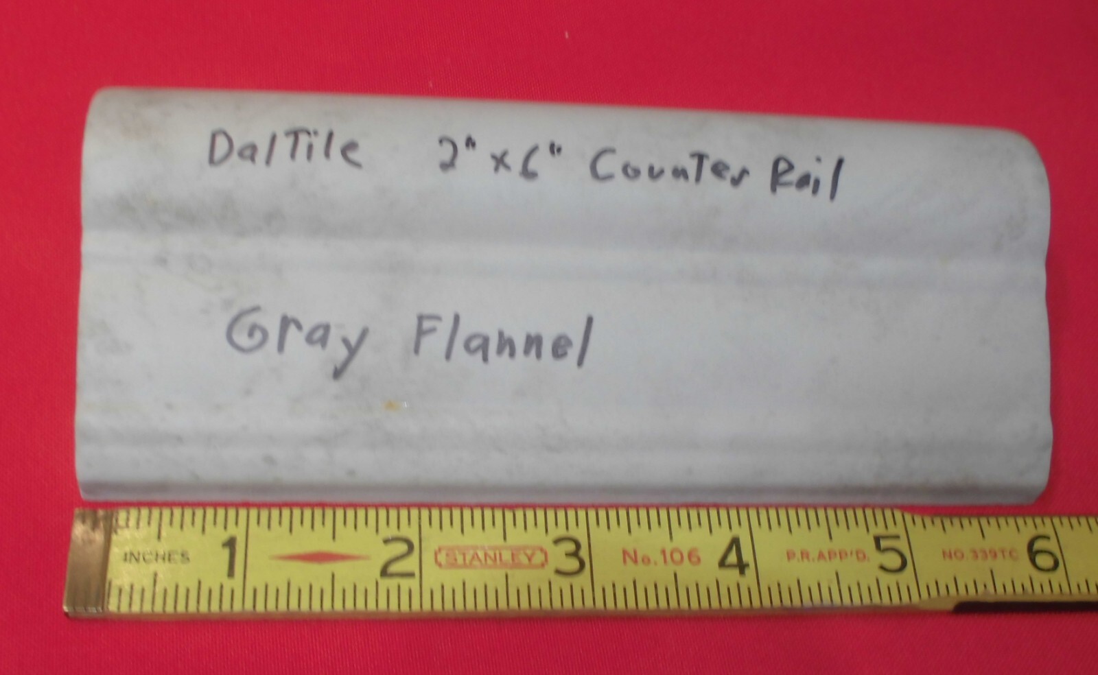 1 pc. Daltile: Light & Darker Grays: V-Cap Ceramic Trim Tile: Countertop-Edging