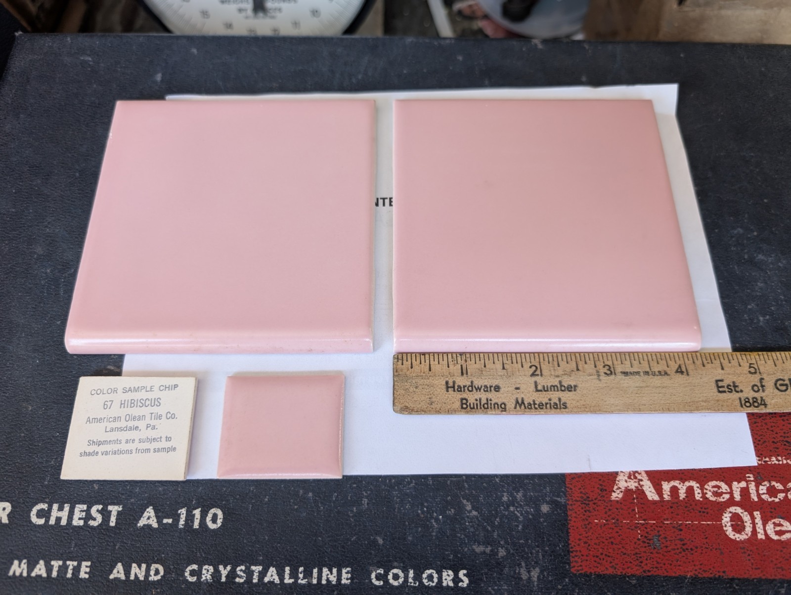 2 pcs American Olean Vintage Bullnose Pink Tile 4 1/4″ NEW Color #67 “Hibiscus”
