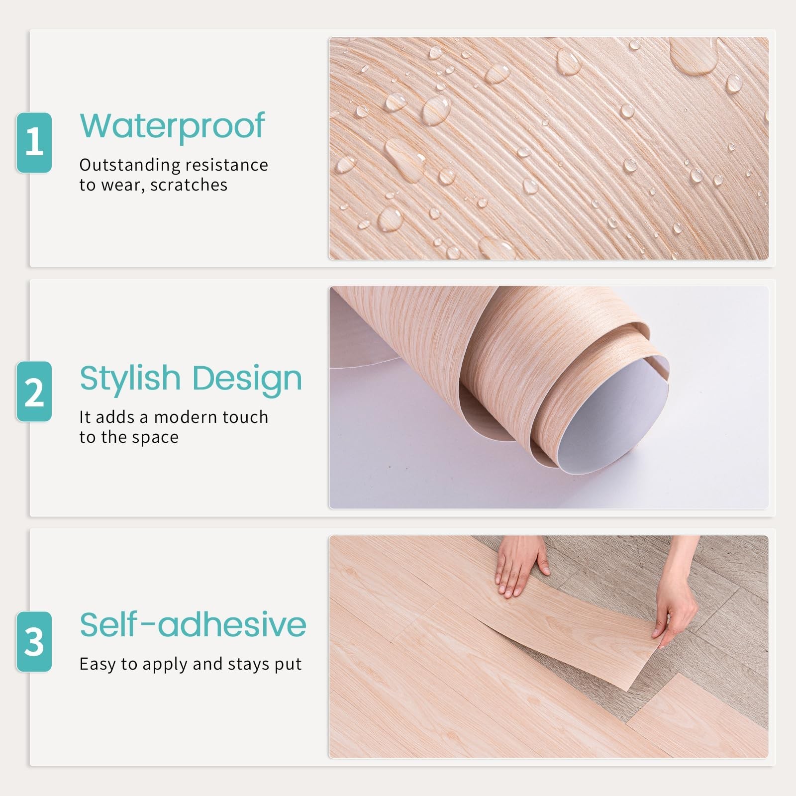 Hilarious Peel and Stick Floor Tiles, Vinyl Wood Flooring Plank, 36In x 6In S…
