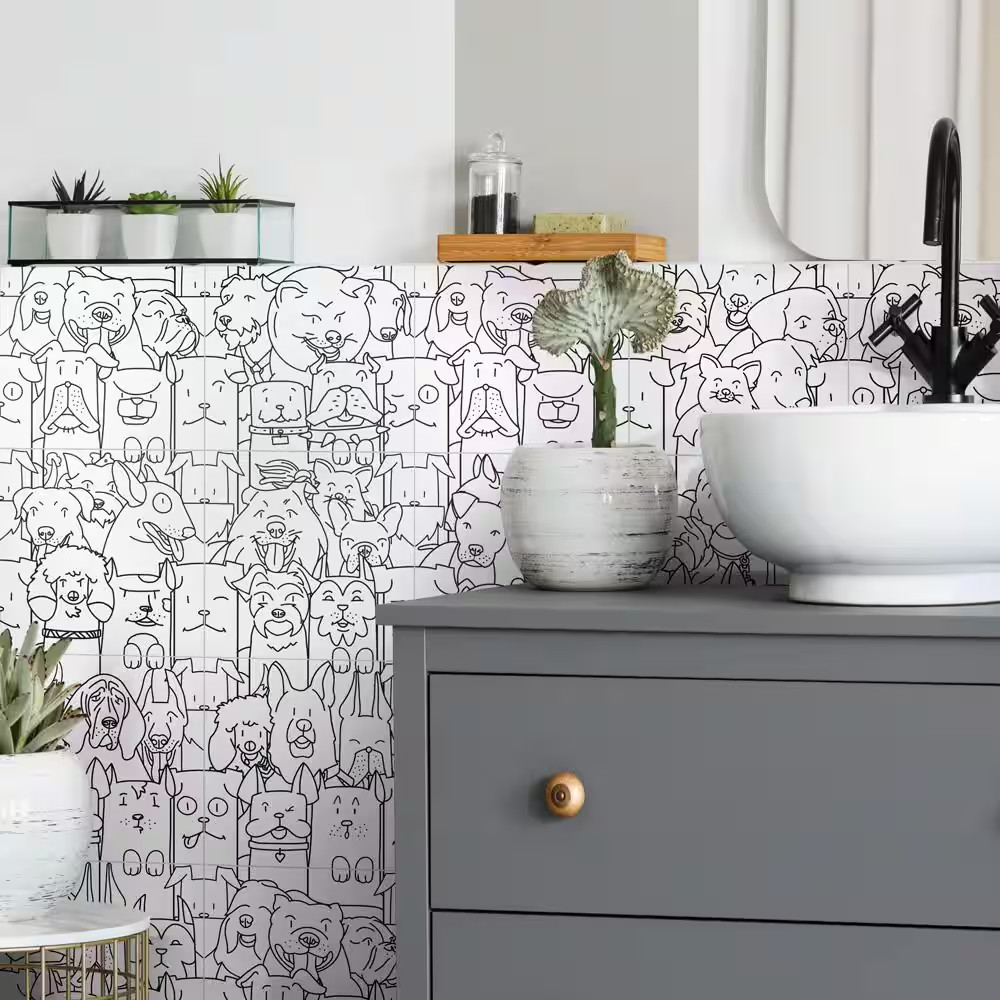 Oh My Dog 9-3/4 In. X 9-3/4 In. Porcelain Floor and Wall Tile (10.88 Sq. Ft./Cas