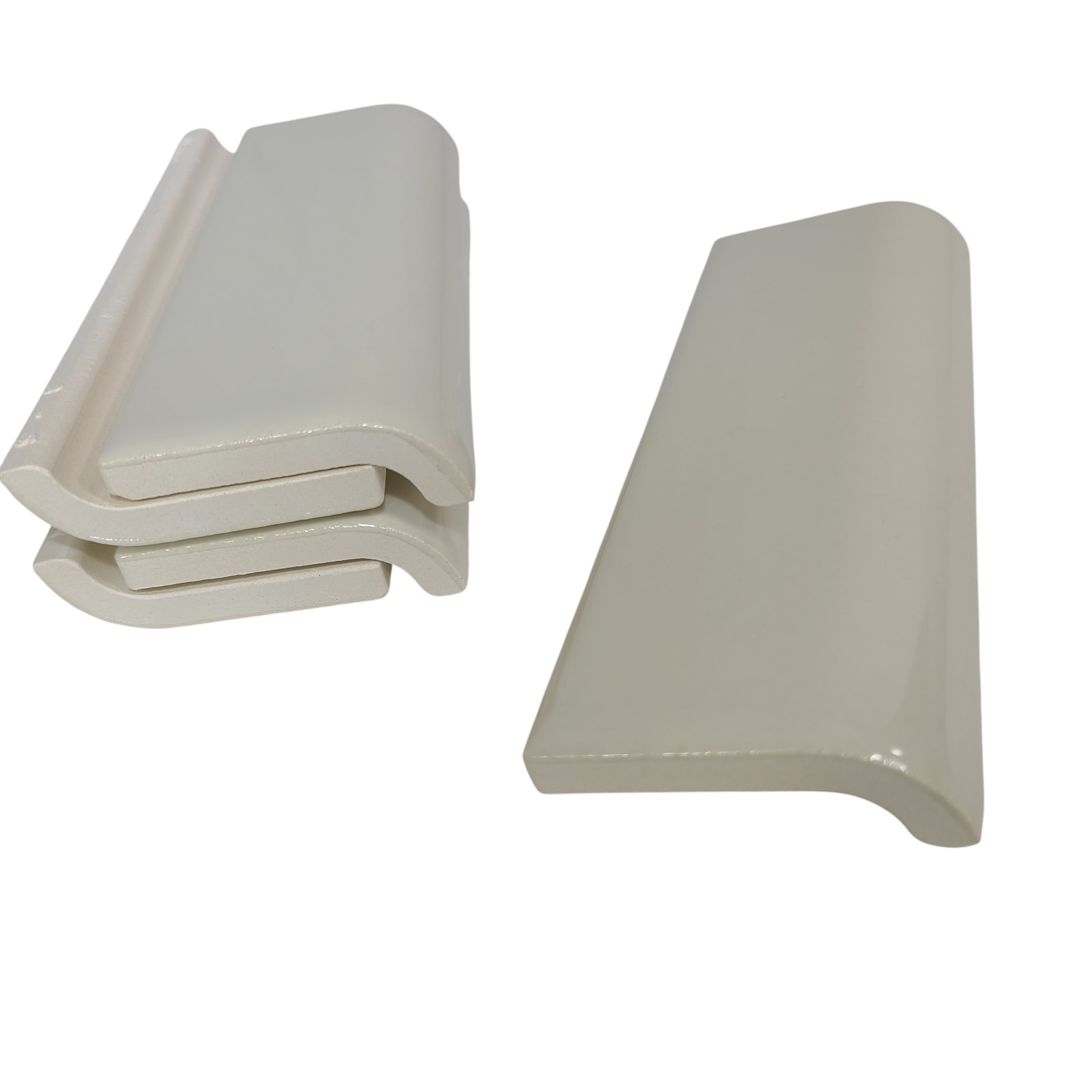 Beige Bone Almond Ceramic Tile Mud Cap 6 x 2 inch Subway Trim Classic Color 006