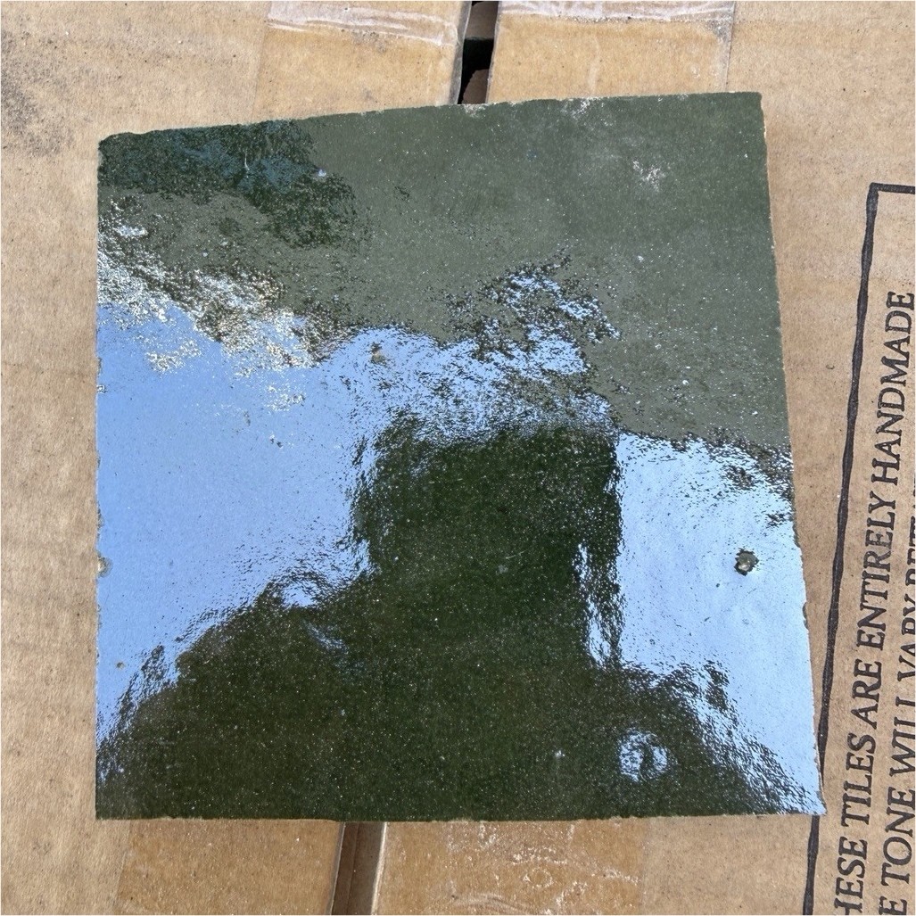 Riad Zellige Ceramic Forest Green Glossy 4×4 Square Tile 10.76 sq ft per box