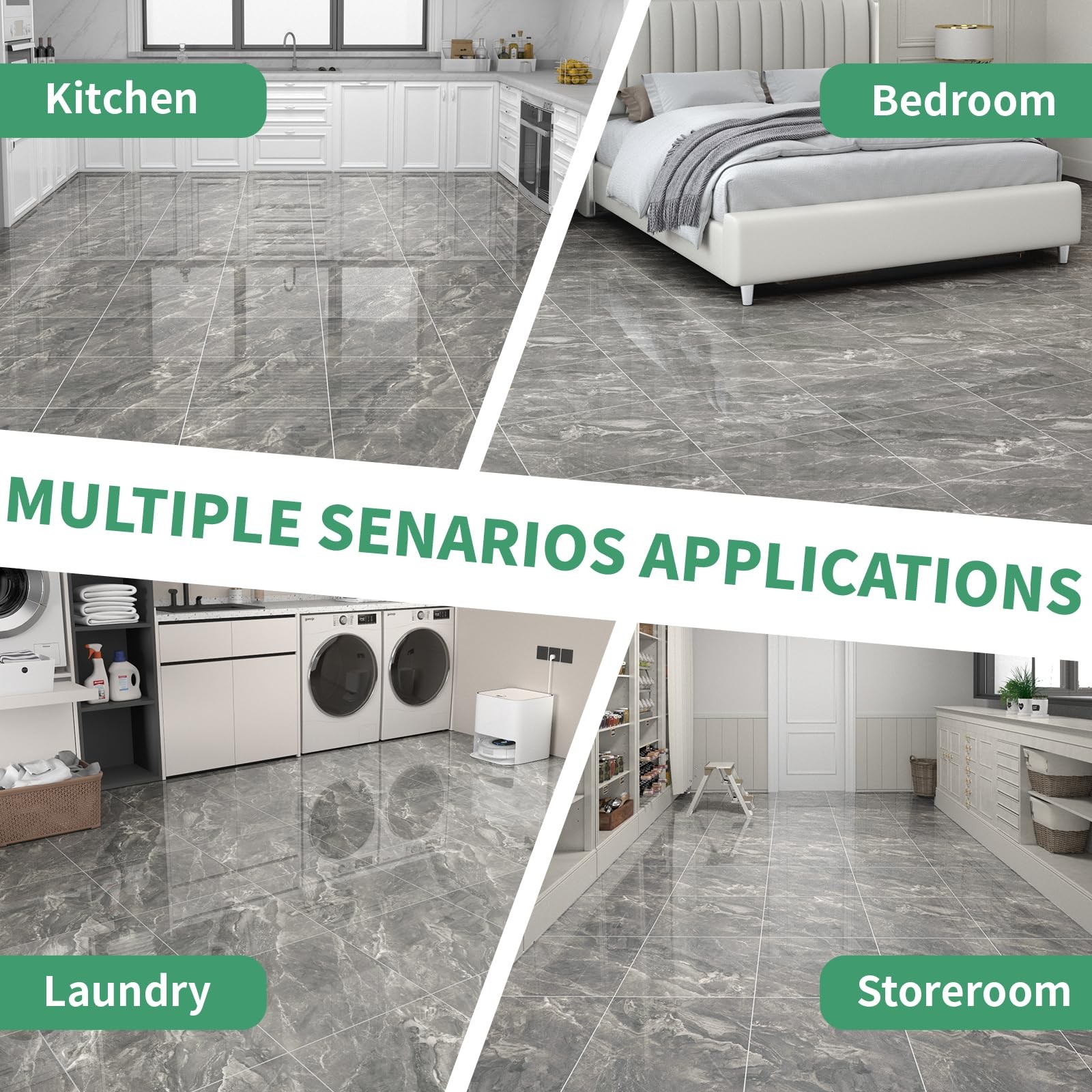 20-Pack 19.34 Sq.Ft Peel and Stick Floor Tiles Vinyl Glossy Pattern Flooring,…