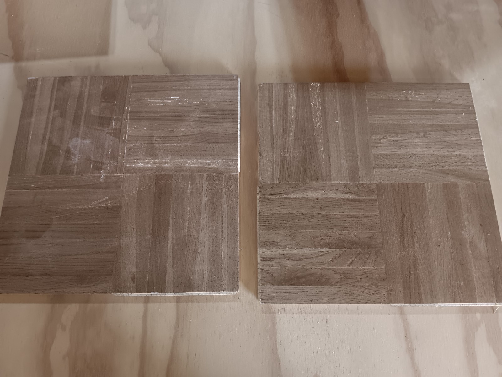 IMPERFECTS 20 Sq. Ft. CABIN GRADE Wood Borer WHITE OAK Parquet Flooring Unused